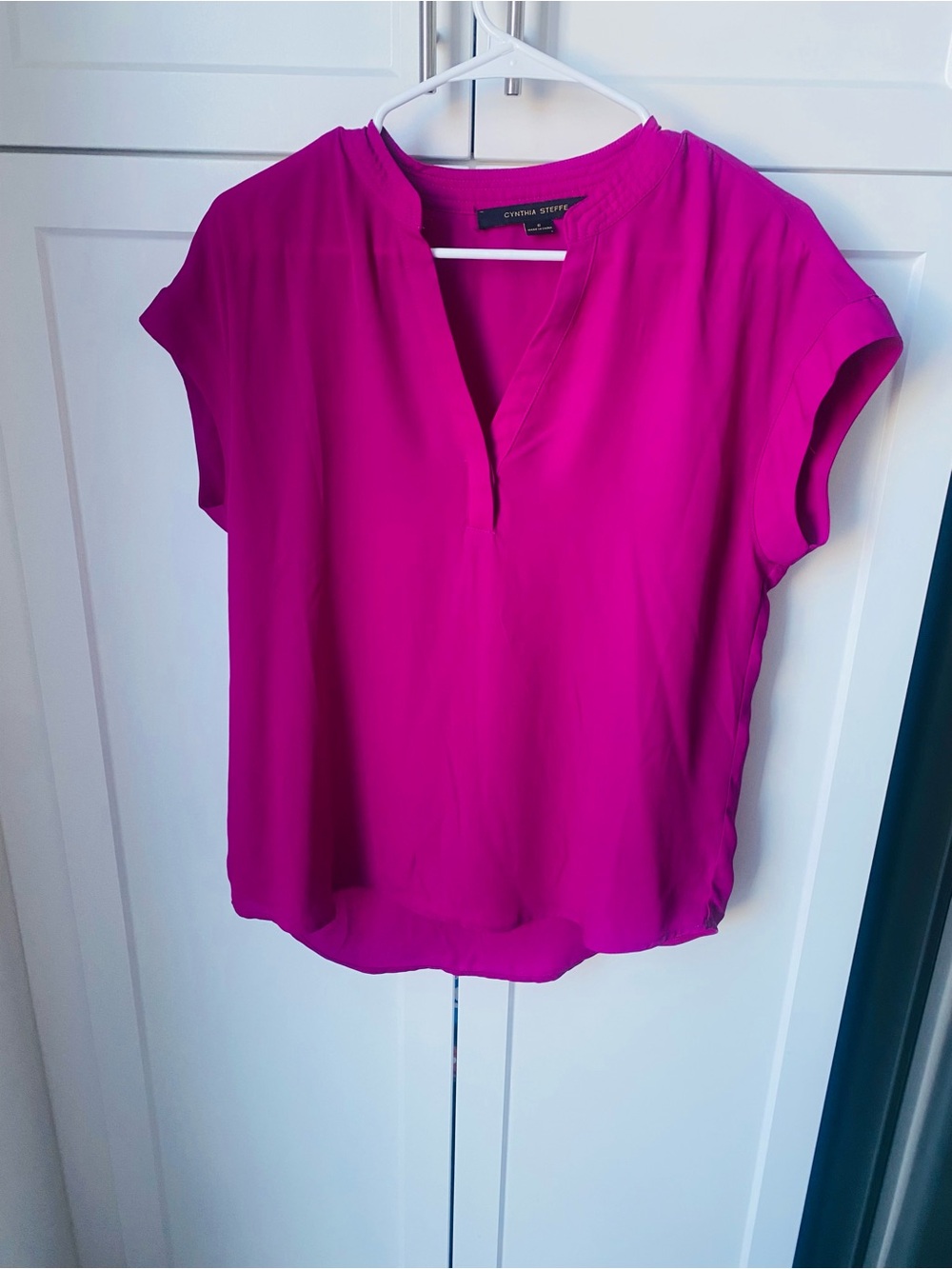 Cynthia Steffe womens pink shirt sleeve blouse